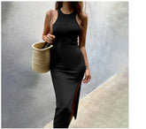Maguire Mock Neck Slit Maxi Dress - Black Ins Street